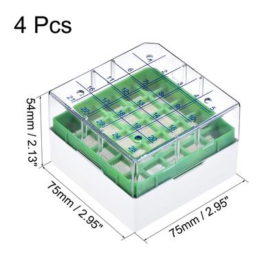 Freezer Tube Box 25 Places Rack for 1.8/2ml Microcentrifuge Tubes 4Pcs - Green