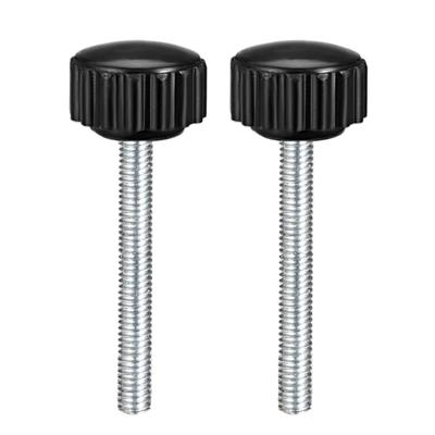 M4 x 35mm Male Thread Knurled Clamping Knobs Grip Thumb Screw on Type 2 Pcs - Black,Silver Tone