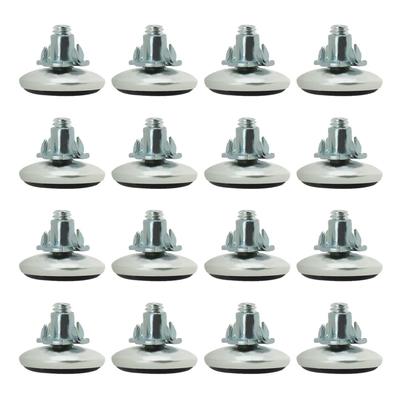 M6x15x30mm Screw on Furniture Adjustable Leveling Feet w T-nuts 16Pcs - Black,Silver Tone - 1.18" x 0.87"