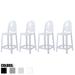 Set of 4 White Modern 25" Seat Bar Stool Counter Height With Back Plastic Chairs For Home Restaurant Office