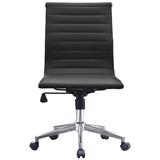 Modern Mid Back Ribbed Office Conference Chair Room Adjustable Armless No Arms Wheels Rolling Swivel Executive Hotel Tilt