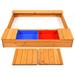 Kids Outdoor Playset Backyard Cedar Sandbox - Natural - 49" x 47.5" x 7" (L x W x H)