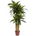 Silk 4-foot Potted Corn Stalk Dracaena Plant - Green - 4'h x 2'd