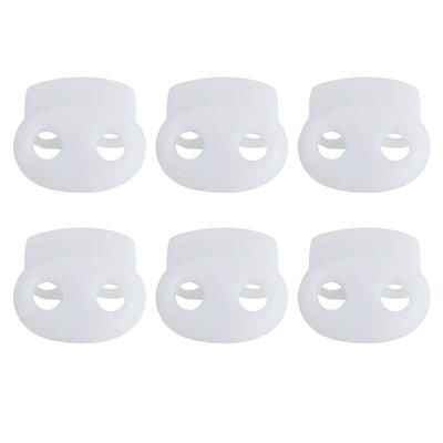 6pcs Spring Cord Locks Double Hole End Stop Rope Toggle Fastener White