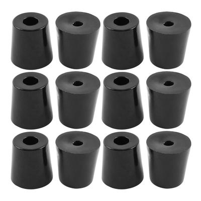 12pcs Rubber Feet Bumper Furniture Cabinet Leg Pads, D33x27xH33mm - Black