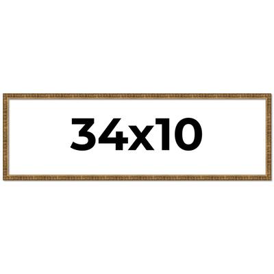 34x10 Frame Gold Solid Wood Picture Frame - Complete Modern Photo