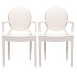 Set of 2 Dining Stackable Chair With Arms Molded Transparent Stacking Plastic For Restaurant Office Desk Kitchen Outdoor Patio