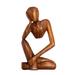 12" Wooden Handmade Abstract Sculpture Statue Handcrafted "Thinking Man" Gift Art Home Decor Figurine Decoration Hand Carved