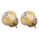 2pcs Ceramic Vintage Knob Round Pull Handle Furniture Door Decorative - Yellow