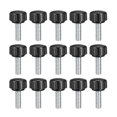 M5x20mm Male Thread Knurled Clamping Knobs Grip Thumb Screw on 15Pcs - Black,Silver Tone