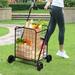 Gymax Folding Shopping Cart Utility Trolley Portable For Grocery - 22.5'' x 23'' x 36''