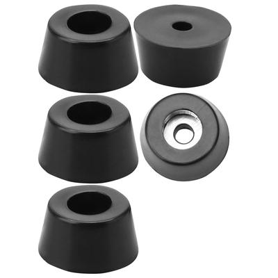 5pcs Rubber Feet Bumper Printer Pad with Metal Washer D15x12xH8mm - Black - 0.59"x0.472"x0.315"(Top D*Bottom D*H)