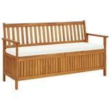 vidaXL Storage Bench with Cushion 58.2" Solid Acacia Wood - 58.3"x24.4"x33.1"