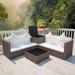 vidaXL Patio Furniture Set 4 Piece Sectional Sofa with Coffee Table Rattan - 46.5" x 23.6" x 25.2"
