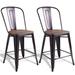 Copper Set of 2 Metal Wood Counter Chairs - 18" x 20.5" x 39" (L x W x H)