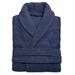 Authentic Hotel and Spa Midnight Blue with Royal Blue Monogrammed Herringbone Weave Turkish Cotton Unisex Bath Robe