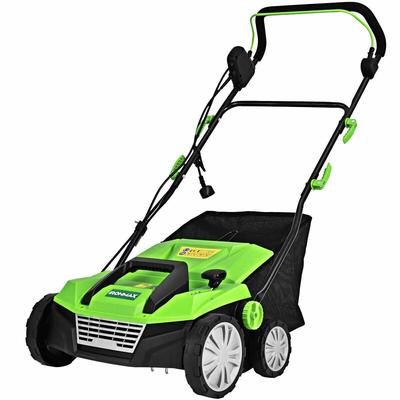 13 Amp Corded Scarifier 15'' Electric Lawn Dethatcher with Dual Safety Switch - 49'' x 23'' x 34'' (L x W x H)