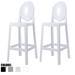 Set of 2 White Modern 30" Seat Bar Stool Counter Height With Back Plastic Chairs For Home Restaurant Office