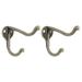 2pcs Dual Robe Hooks Metal Hook Coat Bag Wall Bathroom w Screws - Bronze Tone - 2.78" x 1.1" x 2"(L*W*H)