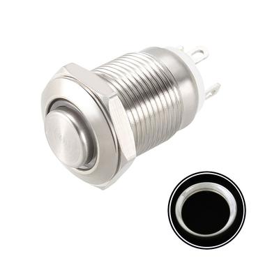 Momentary Metal Push Button Switch High Head 12mm Mounting 1NO 3-6V LED - White