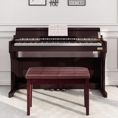 Costway Solid Wood PU Leather Piano Bench Padded Double Duet Keyboard