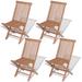 vidaXL Folding Patio Chairs 4 pcs Solid Teak Wood - Brown - 18.1" x 18.5" x 35"
