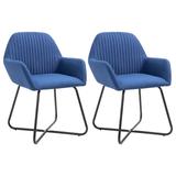 vidaXL Dining Chairs 2 pcs Blue Fabric