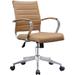 Modern Set of 2 Mid Back Ribbed PU Leather Office Chairs, Swivel, Tilt, Adjustable Seat with Arms