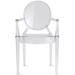 Crystal Transparent Stackable Plastic Armchair With Back Arms Accent Dining Designer Modern Work Task Desk