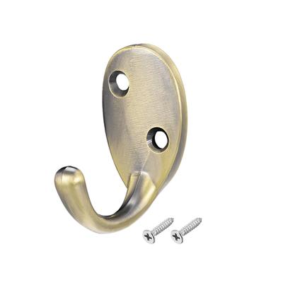10Pcs Wall Mounted Hook Single Coat Hanger, Zinc Alloy, Bronze Tone - 12