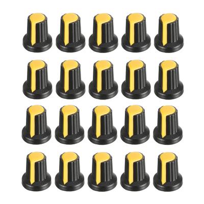 20Pcs 6mm Insert Shaft 17x16mm Plastic Potentiometer Rotary Knob - Yellow