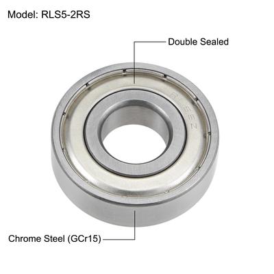 RLS5ZZ Ball Bearings Z2 5/8"x1-9/16"x7/16"Double Shielded Chrome Steel - 5/8"x1-9/16"x7/16"