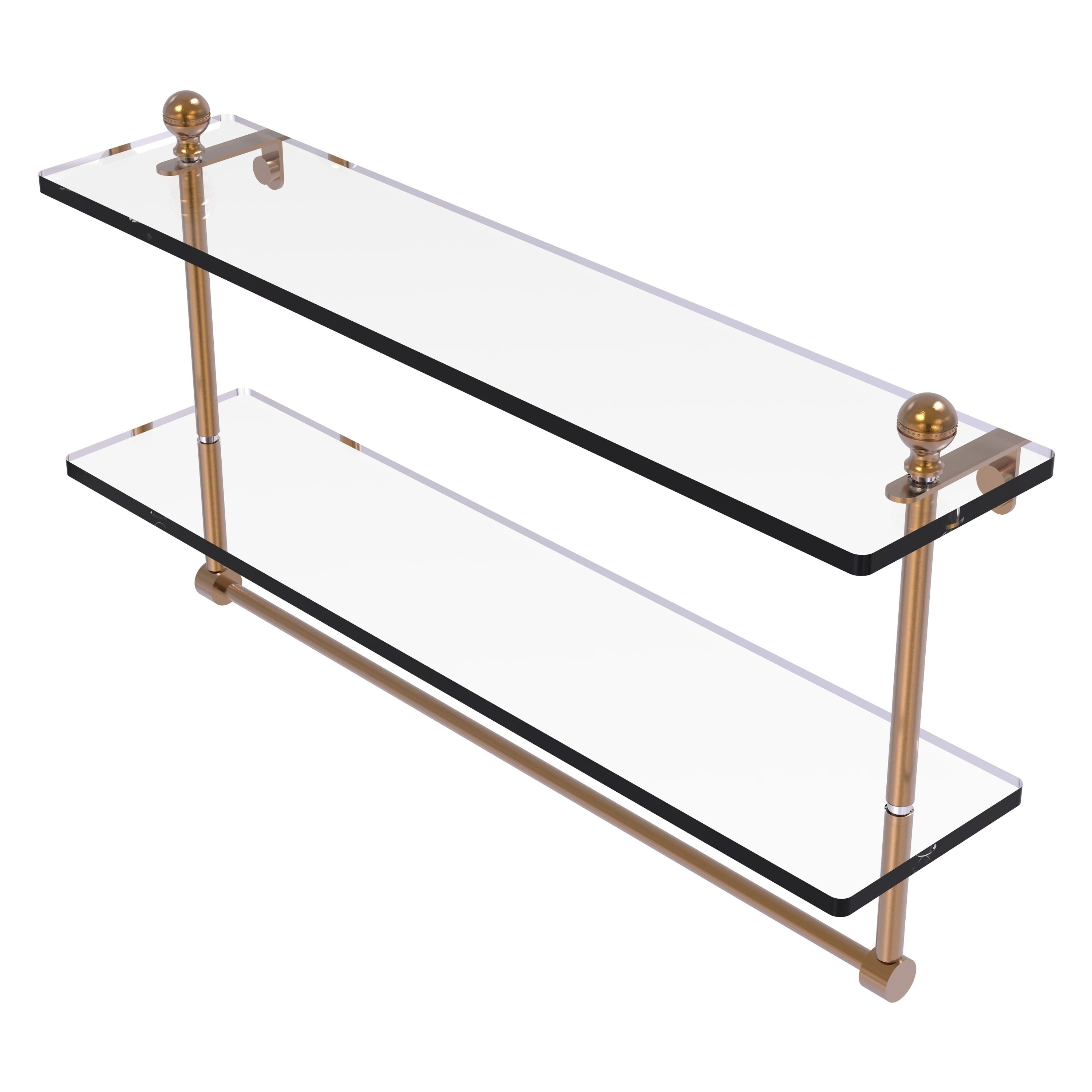 Allied Brass Mambo Collection 16 Inch Two Tiered Glass Shelf with Integrated Towel Bar