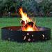 36" Wood-Burning Fire Ring Black Steel with Die-Cut Stars and Moons