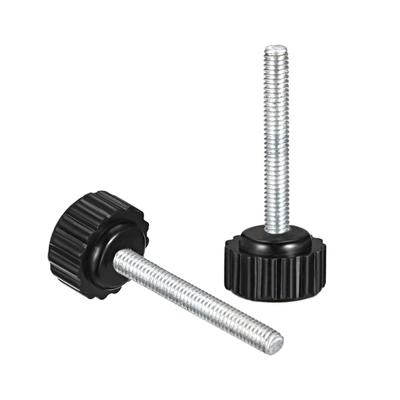 M4x30mm Male Thread Knurled Clamping Knobs Grip Thumb Screw on 3Pcs - Black,Silver Tone