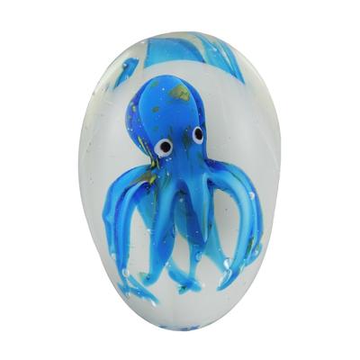 Blue Encased Octopus Art Glass Paperweight 4.75 Inches High - 4.75 X 3.25 X 3.25 inches