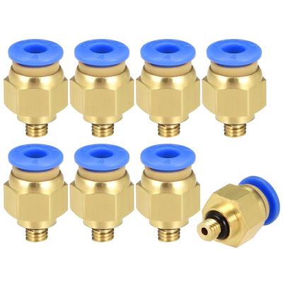 8 Pcs Straight Quick Fitting 4mm Thread M5 One Touch Hose Connector - Gold Tone,Blue