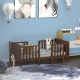 2-in-1 Convertible Kids Wooden Bedroom Furniture with Guardrails