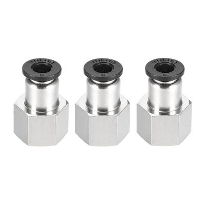 Push to Connect Tube Fitting Adapter 6mm OD x 1/4 NPT Straight Connecter 3pcs - Silver Tone,Black