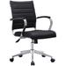 Black Office Chairs Mid Back Ribbed PU Leather Executive Task Work Conference With Arms Wheels Tilt Swivel Rolling