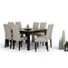 WYNDENHALL Normandy Transitional 9 Pc Dining Set with 8 Upholstered Parson Chairs and 54" Wide Table