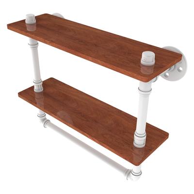 Allied Brass Pipeline Collection 16 Inch Double Ironwood Shelf with Towel Bar