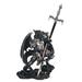 Q-Max 5"H Black and Silver Dragon with Armor and Sword Statue Fantasy Decoration Figurine