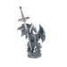 Q-Max 10"H Medieval Silver Dragon with Armor and Sword Guardian Statue Fantasy Decoration Figurine