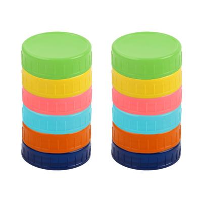 Colored Plastic Regular Mouth Mason Jar Lids Food Storage Caps