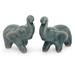 Handmade Set of 2 Celadon Ceramic 'Lucky Blue Elephants' Figurines (Thailand)