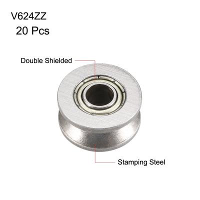 V624ZZ Deep Groove Ball Bearings 4x13x6mm Double Shielded Bearings 20pcs - MF74ZZ (4Qty)