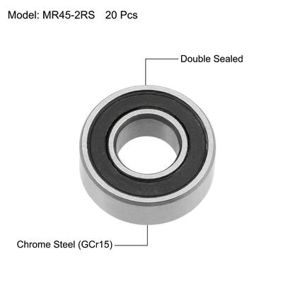 MR115-2RS Ball Bearings Z2 5x11x4mm Double Sealed Chrome Steel 20pcs - 5mmx11mmx4mm