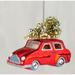 Red Car with Tree on Top Christmas Holiday Ornament Glass - Red,Green
