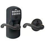 Schlage Plymouth Keypad Entry with Auto-Lock Door Lever Set with Flair
